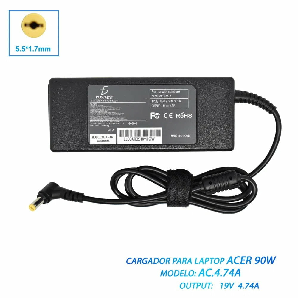 Cargador De Punta Amarilla Para Laptop Compatible Con Acer 90w Ac 4