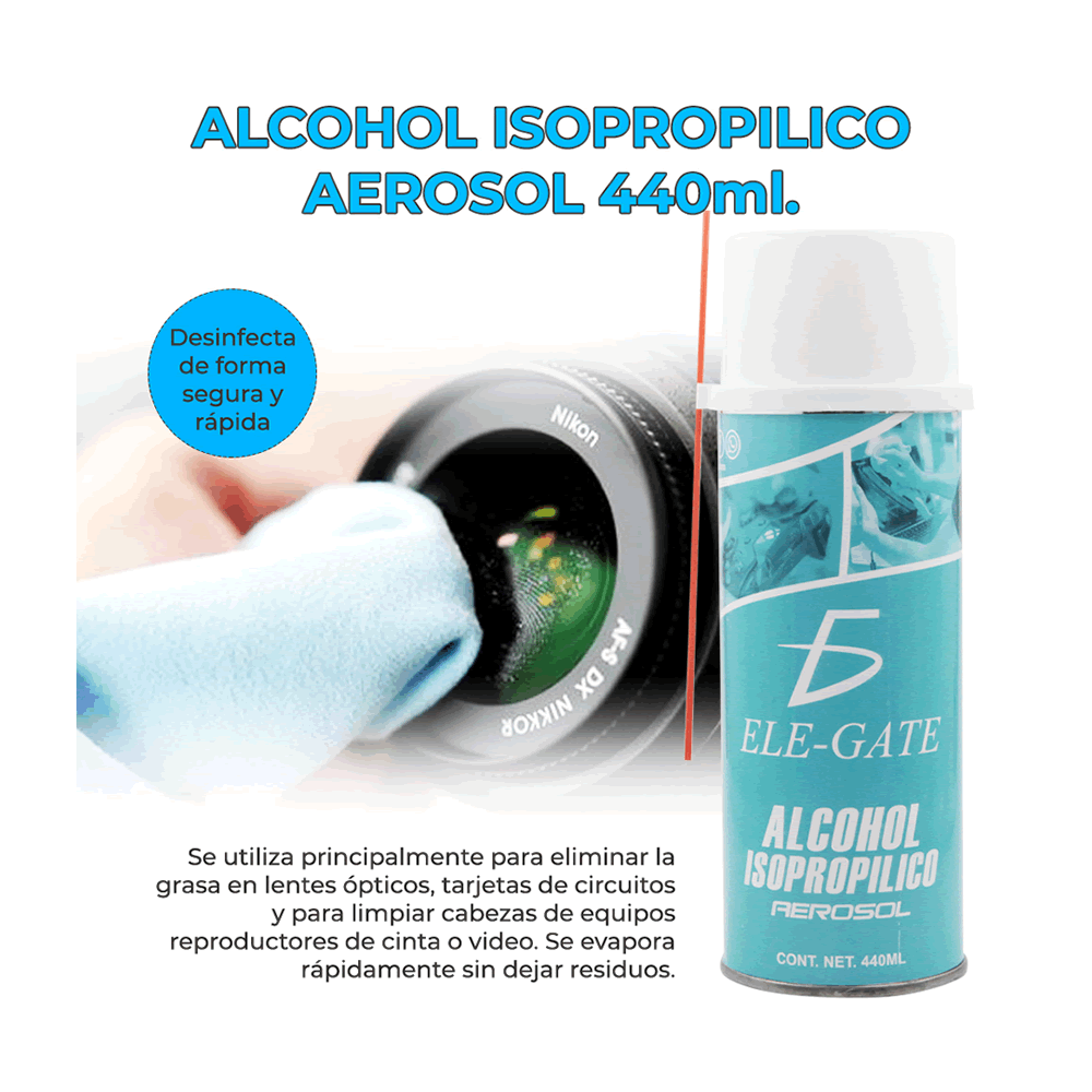 ALCOHOL ISOPROPILICO AEROSOL 99.9% EXTRA PURO 480 CC – Ajuste