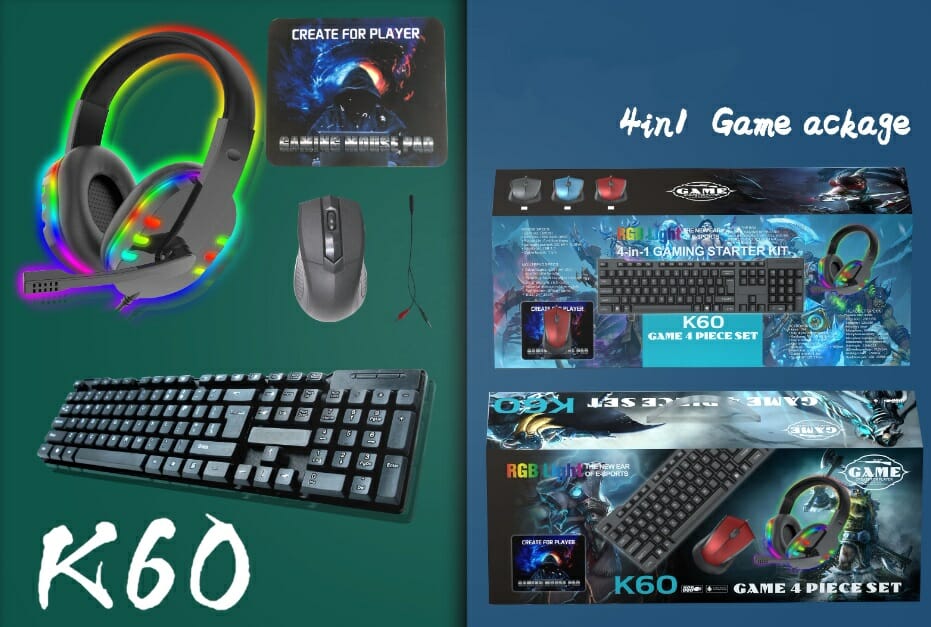 Kit Gamer Teclado + Audífono gamer +Mouse + MousePad