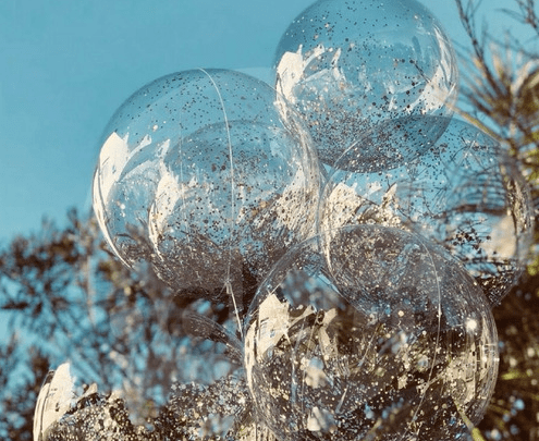 globo burbuja con brillos