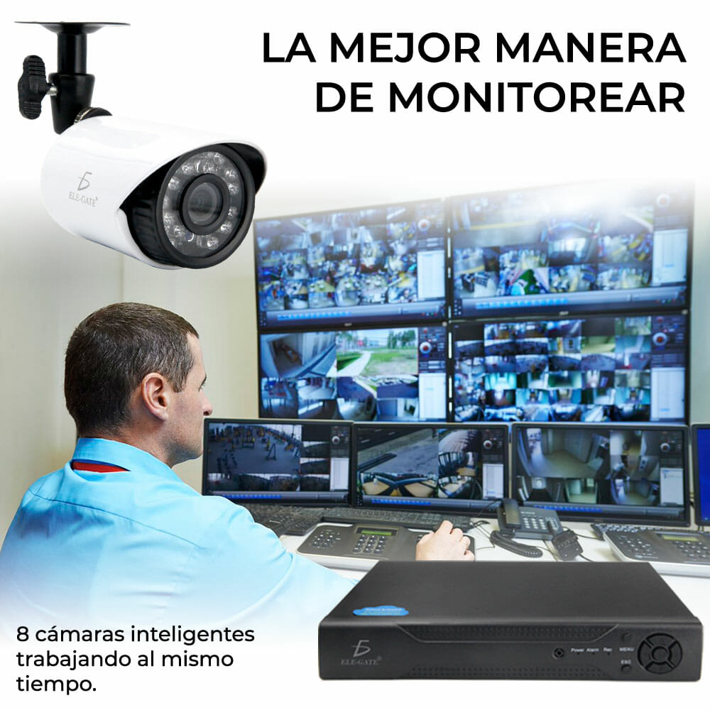 kit cámaras de seguridad 2 megapíxeles monitorea