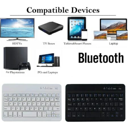 Mini teclado portátil bluetooth color blanco y negro
