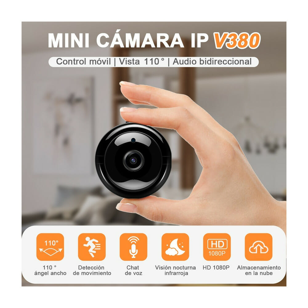Mini cámara redonda wifi con visión nocturna y resolución hd 1080p web.54 | Joinet.com