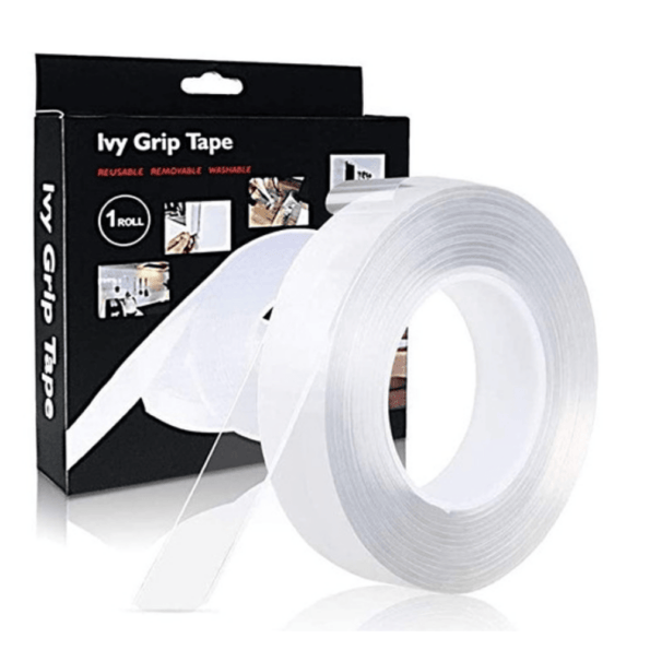 Rollo de cinta en gel transparente doble cara para superficies reutilizable  con largo de 3m y ancho de 30mm / ivy grip tape / gh4594 / zp-0932