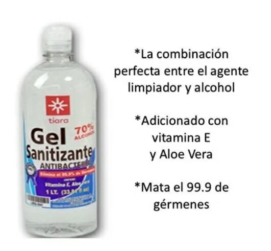 Botella de gel antibacterial desinfectante