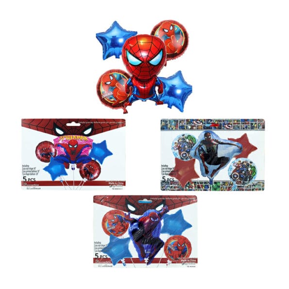 Juego de 5 globos metálicos con diseño de spider-man, variedad de diseños /  zhsq-43 / zhsq-42 