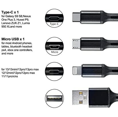 Cable mini usb v8 / tipoc / lightning / aux / v3