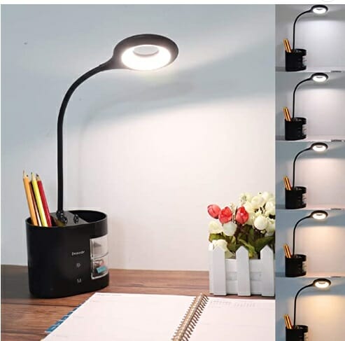 Lámpara led ajustable con portalápices para escritorio