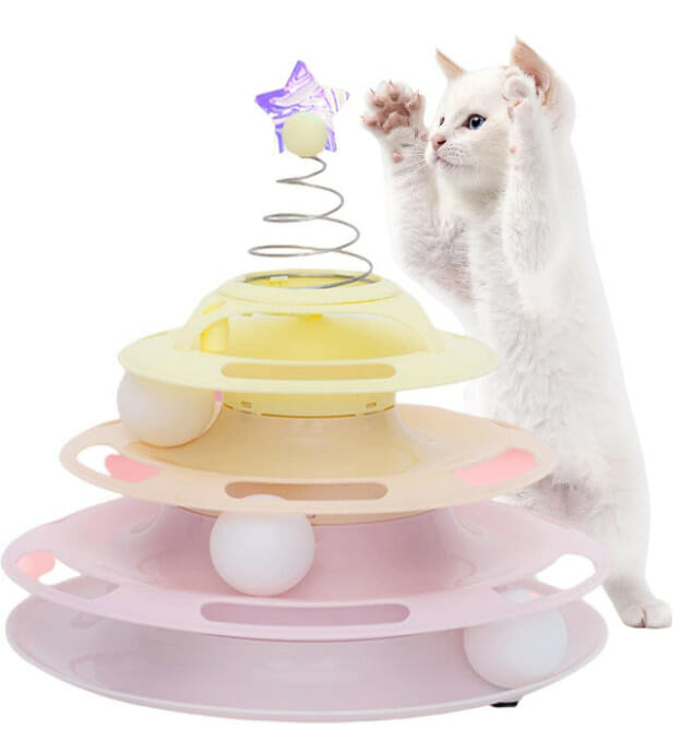 Torre de juguete interactiva para gatos