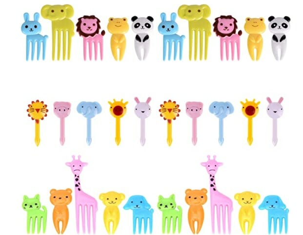 Tenedores mini con diseño de animales para fruta