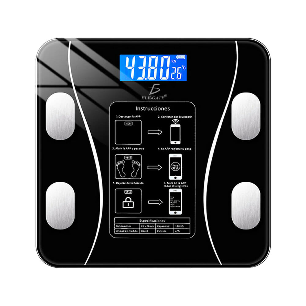 Balanza Digital B04 Negra para Personas Bluetooth 180 Kg
