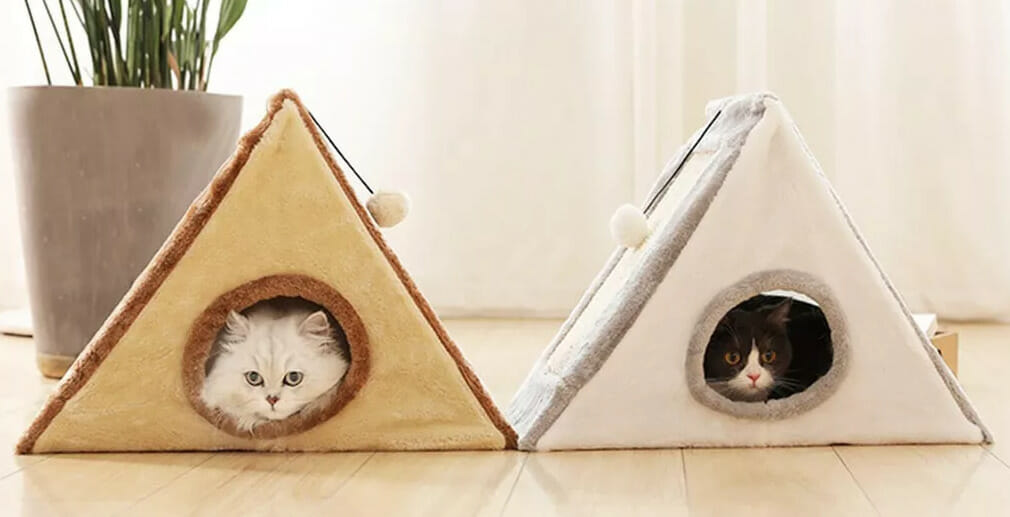 casita triangular para mascotas