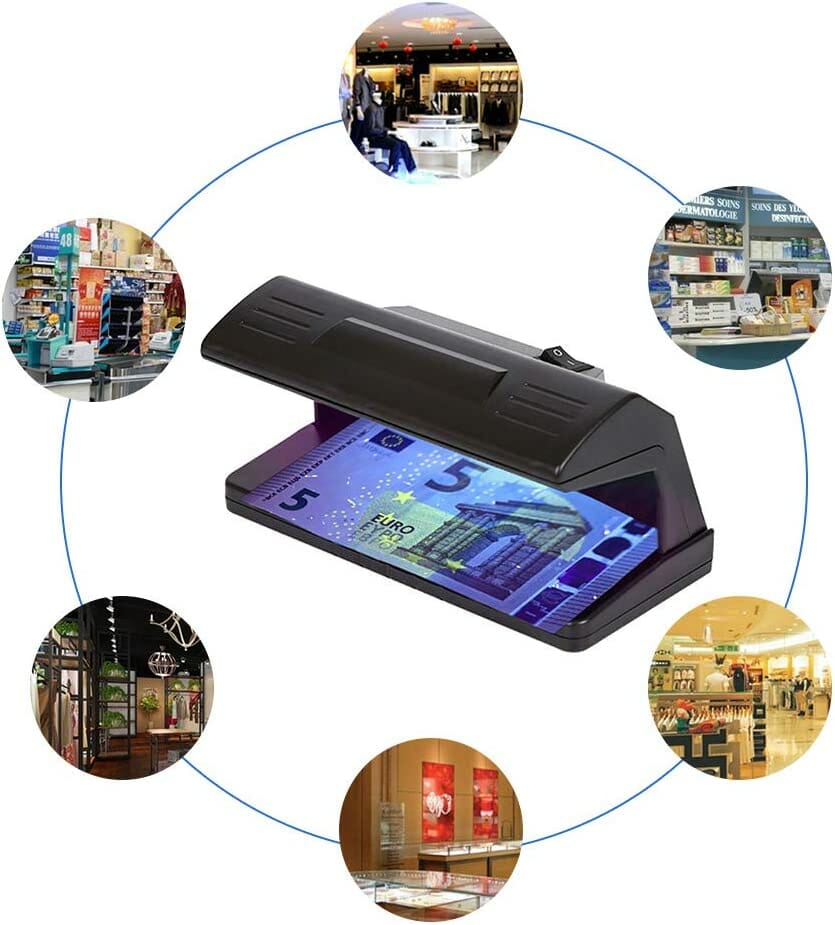  Detector de dinero con rayos UV, portátil, mini 2 en 1,  detección de billetes con luz ultravioleta, comprobador de falsificación  con cordón magnético, llavero : Productos de Oficina