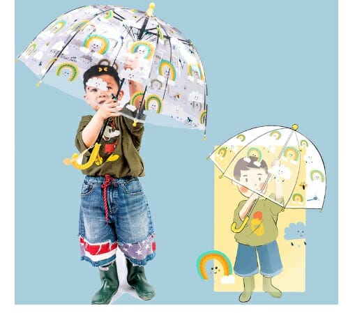 Paraguas transparente con diseño infantil