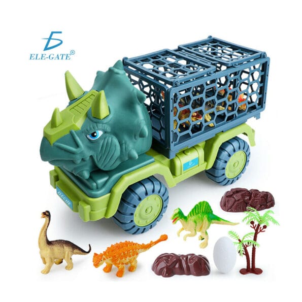 Carro dinosaurio transportador con dinosaurios de juguete y accesorios /   