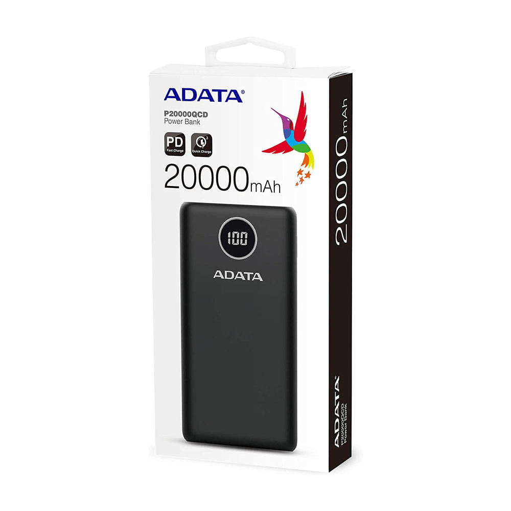 Power bank batería portátil adata color negro con 2 puertos usb, puerto  usb-c y capacidad para 20000mah / p20000qcd – Joinet