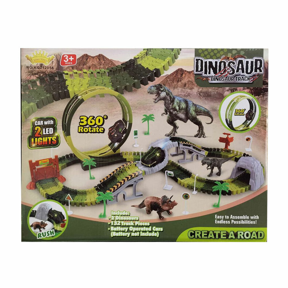 Pista armable de 132 piezas con giro 360° y temática de dinosaurios con  accesorios / kq212058 – Joinet