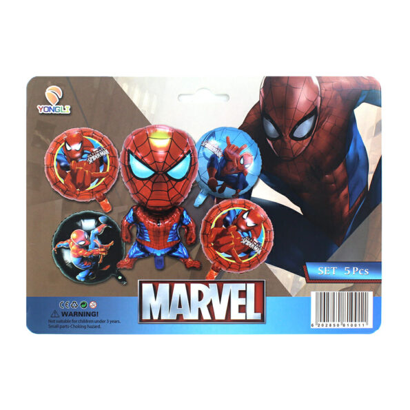 Paquete de 5 globos metálicos con diseño de spider-man, variedad de diseños  / kt-02 / kt-04 