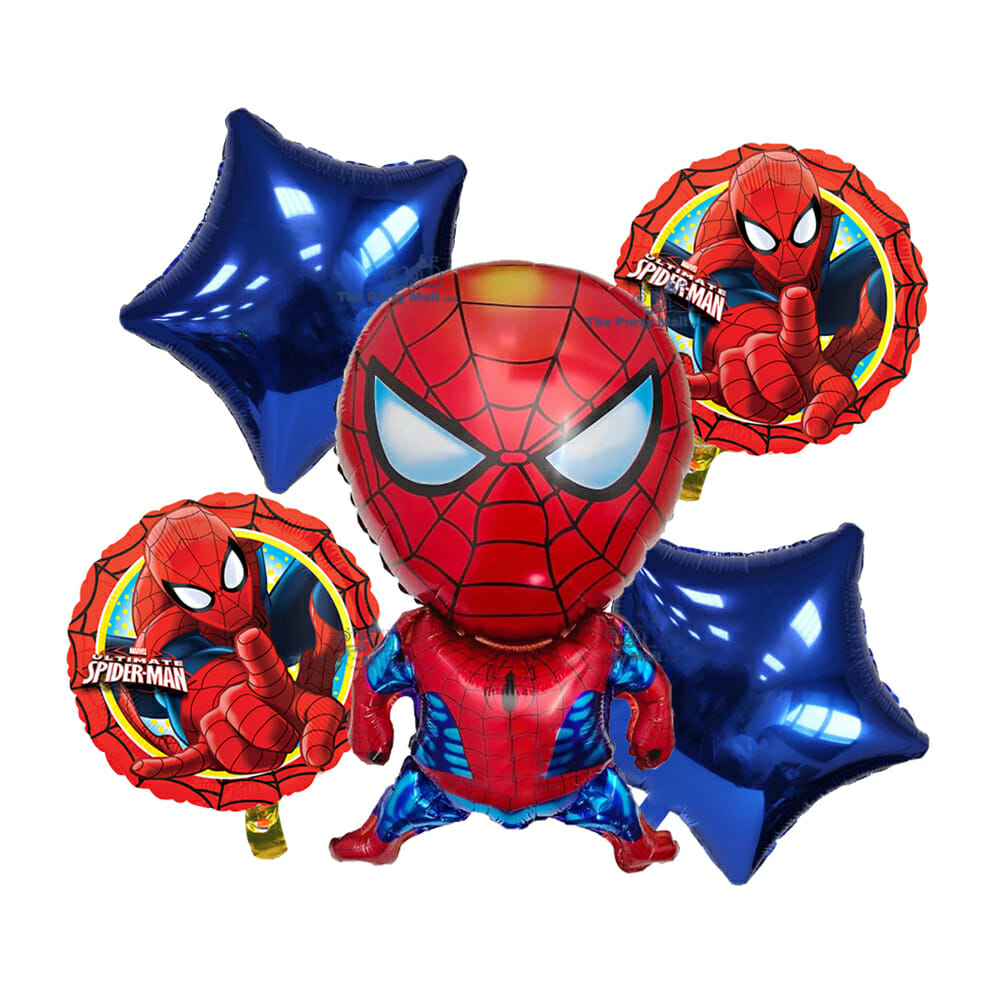 Paquete de 5 globos metálicos con diseño de spider-man / 810097 