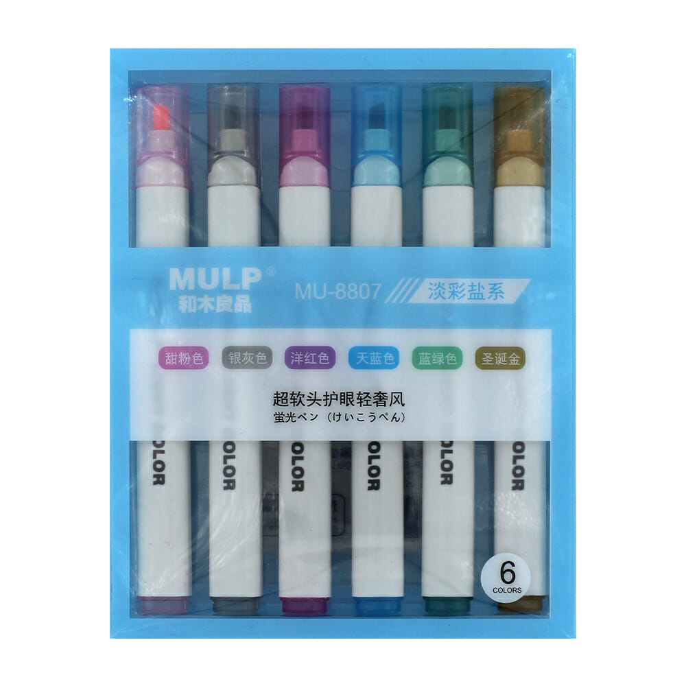 Set con 6 marcatextos de colores pastel / mu-8807 